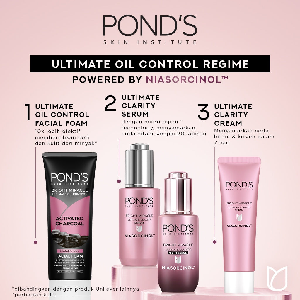 Pond's Bright Miracle Ultimate Oil Control Facial Foam 100G 20x kekuatan mencerahkan & menutrisi