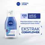 NIVEA Eye Makeup Remover Double Effect 125ml - Pembersih make up mata bibir mascara make up riasan tebal waterproof tidak perih cocok untuk kulit sensitif biphase oil micellar - Corn Flower, Purified Water