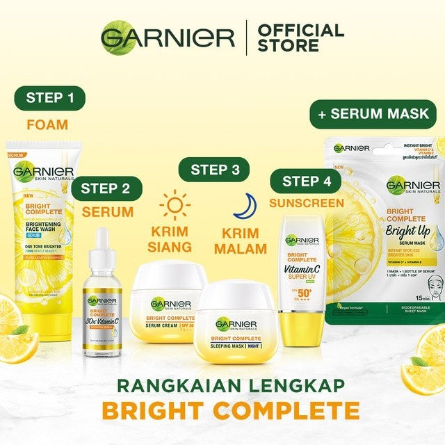 [PAKET HEMAT ISI 2] GARNIER Facial Wash Bright Complete Vitamin C Brightening Face Wash 100ml | Skincare Pembersih Wajah Mencerahkan Seperti Serum Wash sabun cuci muka sabun muka glowing dan memutihkan