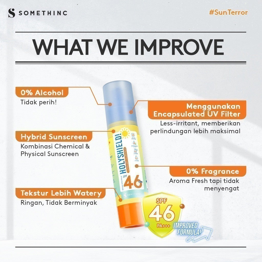 [In Vivo & In Vitro Certified] SOMETHINC Holyshield! Sunscreen Shake Mist SPF46 PA+++  - Sunscreen Spray No Whitecast Tidak Lengket
