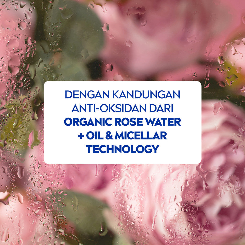 (PAKET HEMAT ISI 2) NIVEA Micellar Water in Oil Rose Care Organic Rose Water 400ml - Pembersih make up makeup remover mencerahkan kulit kusam membersihkan wajah oil double cleansing melembabkan kulit kering air mawar - Hokkaido Rose Extract, 0% Alcohol