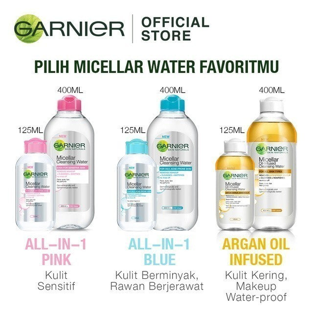 [PAKET HEMAT ISI 2] GARNIER Micellar Water Oil-Infused Skin Care 400ml Skincare Cleansing - Pembersih Wajah & Make up Waterproof untuk semua jenis kulit Micellar Cleansing Water