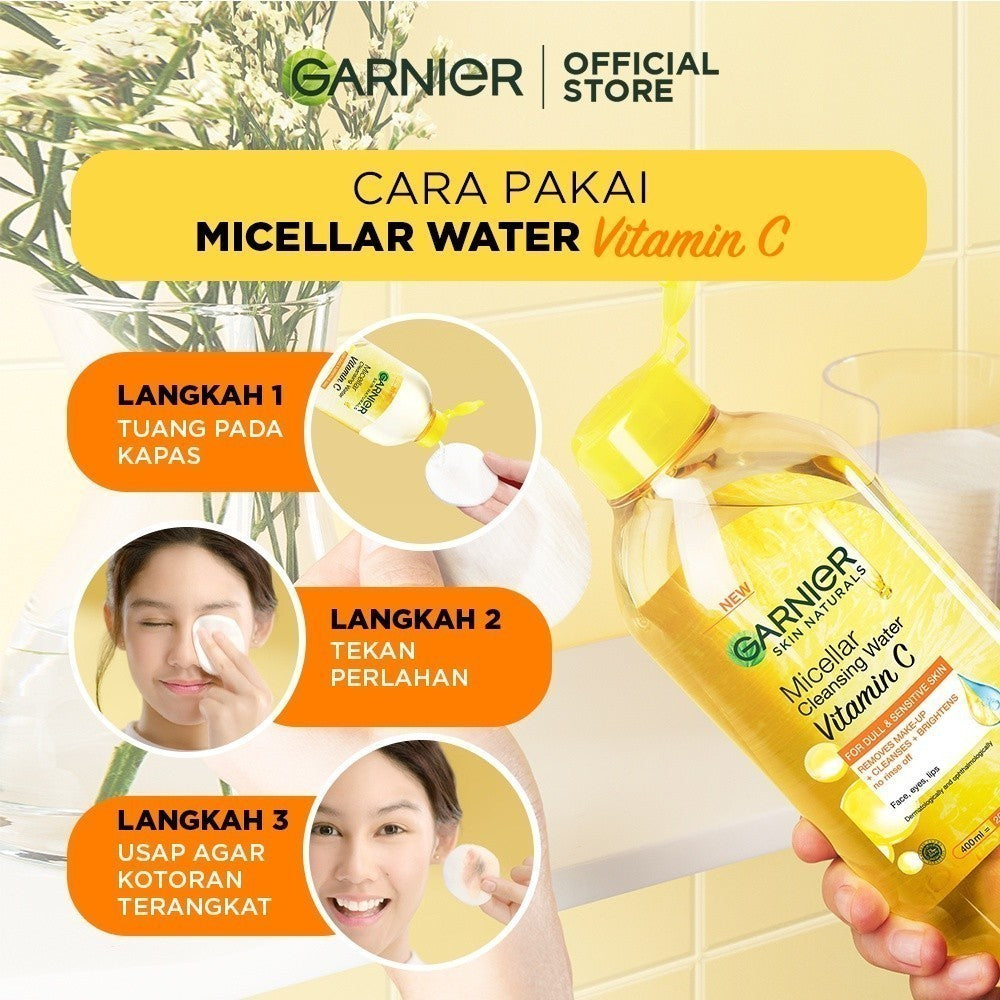 [PAKET HEMAT ISI 2] GARNIER Micellar Water Vitamin C Skin Care 400ml Skincare Cleansing - Pembersih Wajah & Make up untuk Kulit Kusam Micellar Cleansing Water