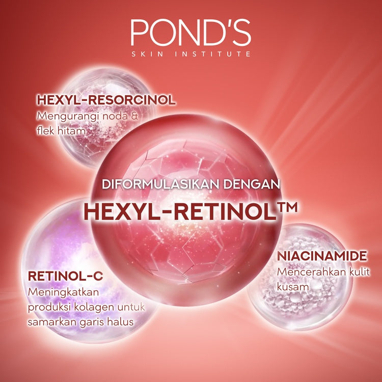 Pond's Age Miracle Hexyl Retinol Niacinamide Night Cream 9gr (Mencerahkan Kulit dalam 7 hari dengan 10x kekuatan Anti Aging Terbaik)