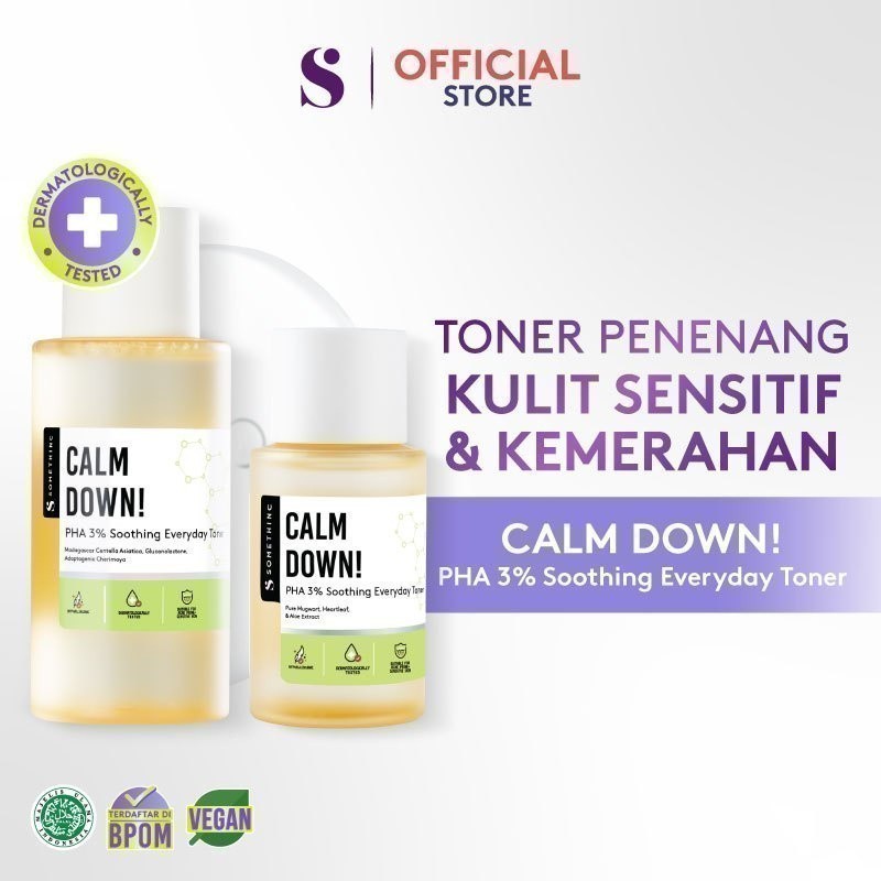 SOMETHINC Calm Down! PHA 3% Soothing Everyday Toner  - Toner untuk Kulit Sensitif, Kemerahan, Kulit Normal. Meredakan Kemerahan & Memperkuat Skin Barrier. Toner Cocok untuk Kulit Sensitif, Menyamarkan Bekas Jerawat PIE