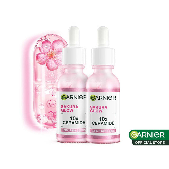 [PAKET HEMAT ISI 2] GARNIER Serum Perbaiki Skin Barrier Sakura Glow Hyaluron Ceramide 30x Booster Serum 30ml - Skincare Serum untuk kulit glowing