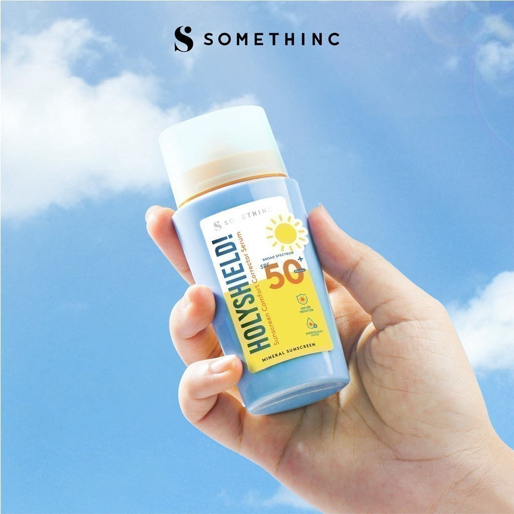 [In Vivo & In Vitro Certified] SOMETHINC Holyshield! Sunscreen Comfort Corrector Serum SPF 50+ PA++++  - Sunscreen Kulit Jerawat, Tone Up Sunscreen, Mineral Sunscreen