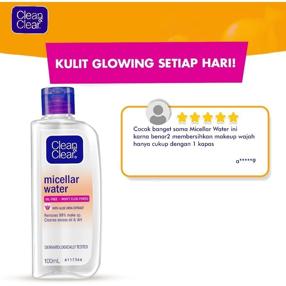 Clean & Clear Micellar Water Pembersih Wajah Penghapus Make Up 100ml