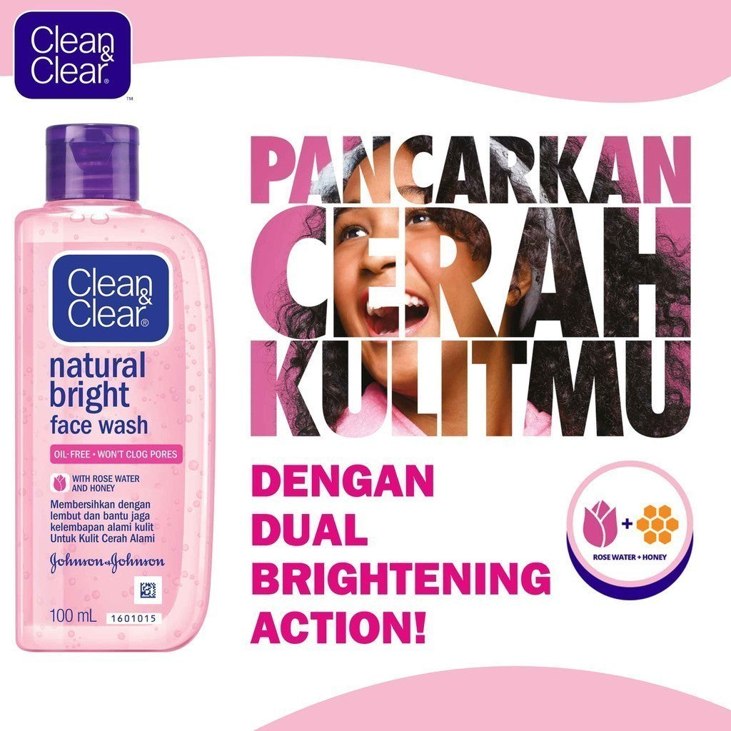 Clean & Clear Natural Bright Face Wash Sabun Cuci Muka Pembersih Pencerah Wajah 100ml
