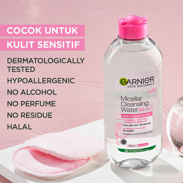 Paket Skincare Garnier Sakura Glow Skin Barrier Set (Micellar Pink 125ml, Serum 30ml, Gel Moisturizer 50ml) - Untuk memperbaiki skin barrier dan kulit glowing