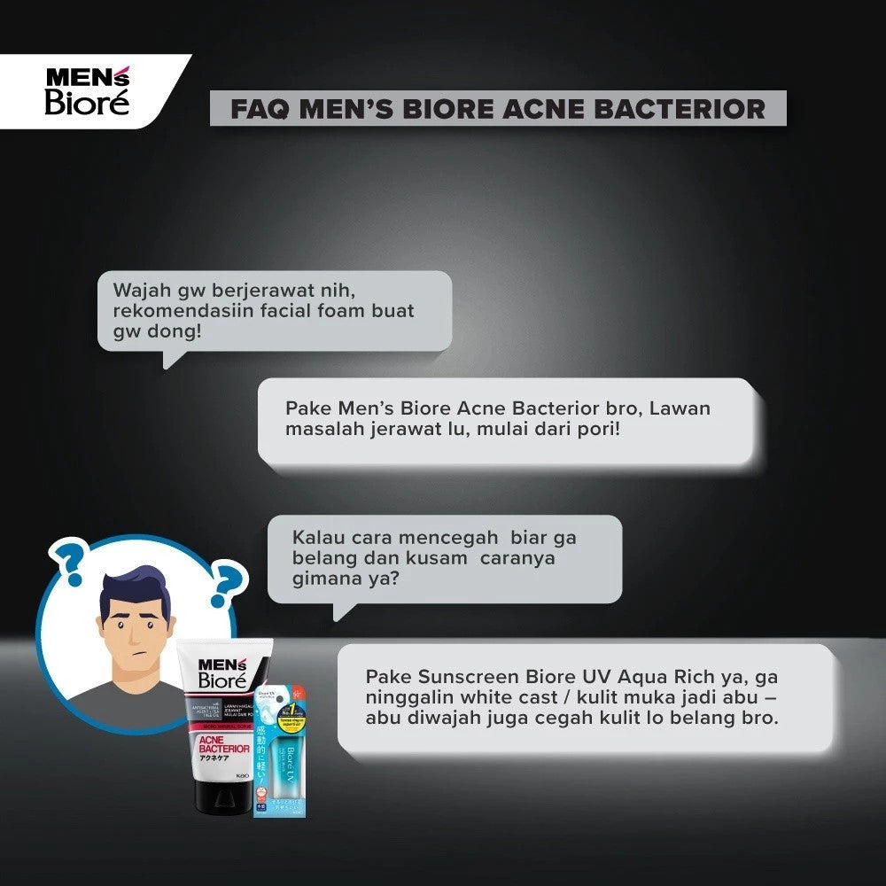 [Double Protection Kit] Men's Biore Micro Scrub Sabun Muka Pria Bright Expert 100 gr + UV Aqua Rich Sunscreen Watery Essence 15 gr