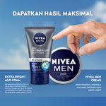(PAKET HEMAT ISI 2) NIVEA MEN Mud Foam Extra Bright Mud Foam 100ml - Sabun cuci muka pria mencerahkan bintik hitam brightening kulit kusam facial wash wajah cerah membersihkan pori pori terdalam polusi debu kotoran - Glutathione, AHA, Vitamin C