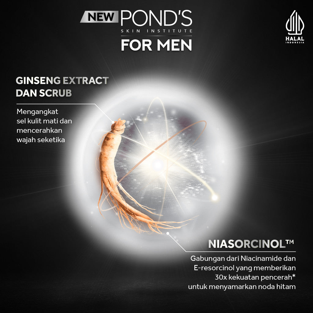 POND’S Skin Institute for Men Brightening & Dark Spot Fighter FACE SCRUB 100g- FACIAL SCRUB Pria Mencerahkan Twinpack