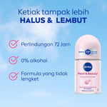 NIVEA Deodorant Roll On Pearl & Beauty 25ml - Deodoran wanita mencerahkan brightening glowing kulit ketiak halus tahan keringat dan anti bau badan - Antiperspiran, Ekstrat mutiara, Avocado oil, 0% alkohol cocok untuk semua jenis kulit