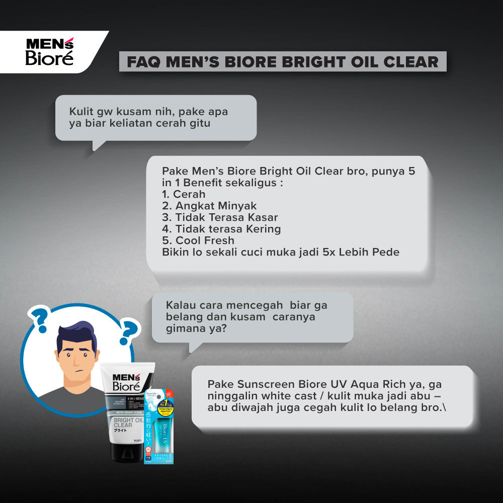 [Double Protection Kit] Men's Biore Sabun Wajah Pria Bright Oil Clear 100 gr + Biore UV 15gr