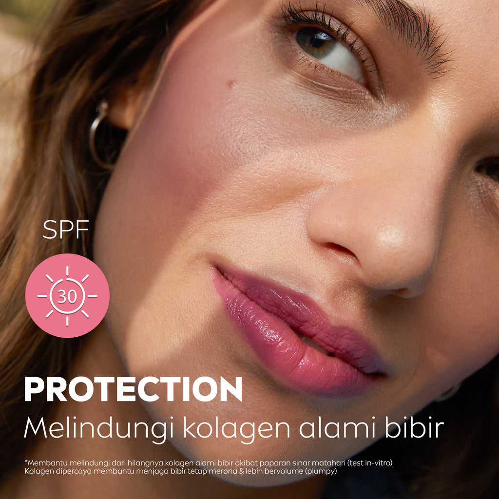 NIVEA Lip Balm Caring Color Rose 3 in 1 SPF 30 4.8gr - Pelembap bibir warna pink tinted pigmented melembabkan plumpy kering pecah-pecah tahan lama melindungi bibir natural intensif lembap glossy - Vitamin C & E, 3 Natural Oils, Shea Butter