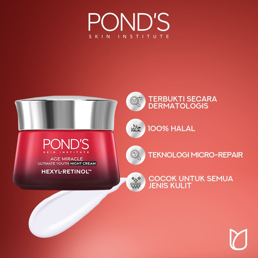 [Day & Night Protection] POND'S Age Miracle Night Cream 50gr & UV Miracle Hydrate SPF 50 25gr
