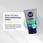 (PAKET HEMAT ISI 3) NIVEA MEN Facial Foam Bright Oil Clear Pore Minimizing Foam 100ml - Sabun cuci muka pria mencerahkan minyak berlebih berminyak kulit kusam pembersih wajah cerah mengecilkan pori komedo polusi debu kotoran - Vitamin C, Mint Crystal