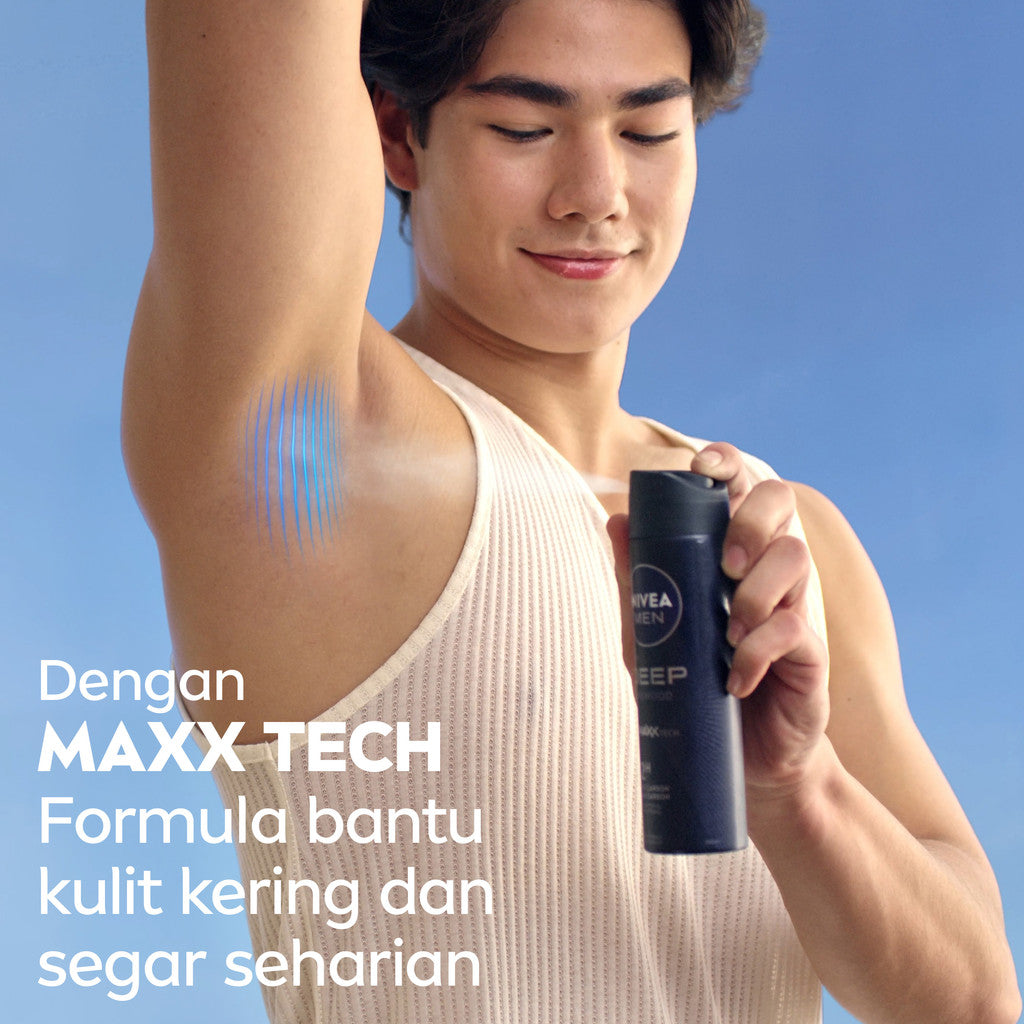 (PAKET HEMAT ISI 4) NIVEA MEN Deodorant Roll On Deep Darkwood 25ml - Deodoran pria melawan bakteri keringat bau badan dengan wangi parfum premium maskulin blackwood menjaga ketiak kering tahan lama seharian - Antiperspiran, Black charcoal