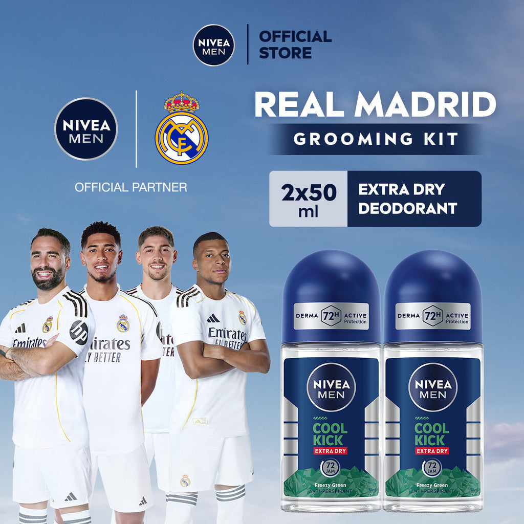 (PAKET HEMAT ISI 2) NIVEA MEN Deodorant Roll On Cool Kick Freezy Green 50ml - Deodoran pria perlindungan ekstra kering dari keringat bau badan sensasi dingin menthol wangi maskulin - Antiperspiran, tidak mengandung ethyl alkohol cocok semua jenis kulit