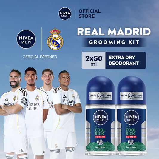 (PAKET HEMAT ISI 2) NIVEA MEN Deodorant Roll On Cool Kick Freezy Green 50ml - Deodoran pria perlindungan ekstra kering dari keringat bau badan sensasi dingin menthol wangi maskulin - Antiperspiran, tidak mengandung ethyl alkohol cocok semua jenis kulit