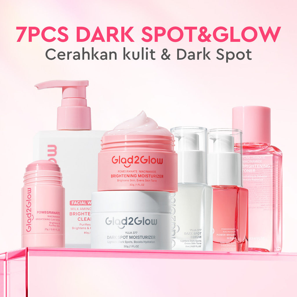 [ORDER NOW, HEMAT 30K]Glad2Glow Symwhite377 Dark Spot Bundle 7PCS-Yuja Skincare Cerah Brightening Moisturizer+Dark Spot Serum+Cleanser+Retinol Moisturizer+ Retinol Serum+Toner+Clay Stick Meringankan flek hitam mencerahkan warna kulit g2glow official store