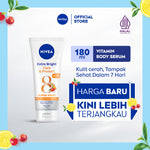 NIVEA Body Serum Extra Bright Care & Protect SPF 15 180ml - Hand body serum lotion moisturizer mencerahkan kulit kusam badan glowing brightening tone up melembabkan kering SPF UV matahari sunscreen - 95% Vitamin C, Grapeseed Oil, 8 Super food