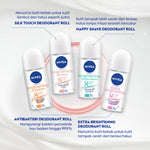 (PAKET HEMAT ISI 3) NIVEA Deodorant Roll On Brightening Silk Touch 50ml - Deodoran wanita mencerahkan brightening menutrisi kulit ketiak halus lembut dan cerah dengan wangi segar seharian - Vitamin C, Kaolin, 0% alkohol cocok untuk semua jenis kulit