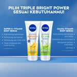 NIVEA Body Serum Extra Bright C&AHA UV Filter 170ml - Hand body serum lotion moisturizer eksfoliasi halus gentle exfoliating mencerahkan kulit bening brightening melembabkan kering harian tidak lengket - Vitamin C, Niacinamide, Glutathione, AHA