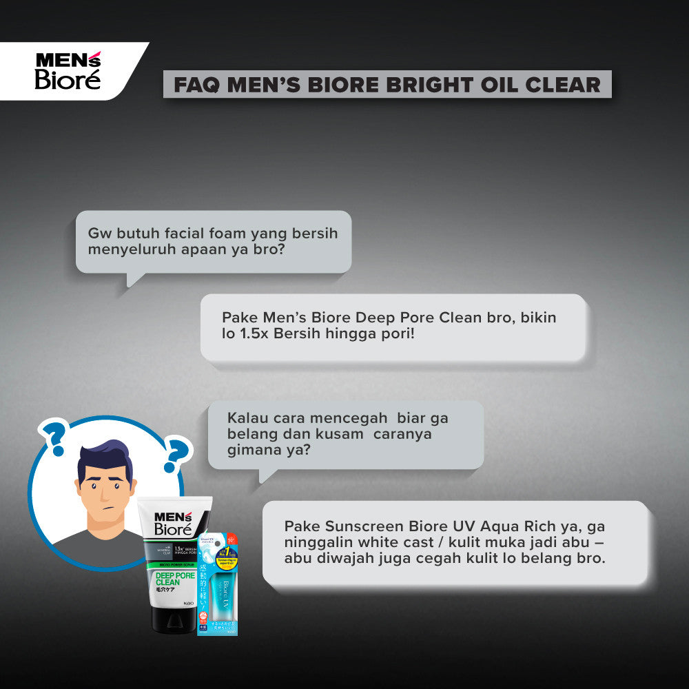 [Double Protection Kit] Men's Biore Double Scrub Sabun Muka Pria Deep Fresh 100 gr + UV Aqua Rich Sunscreen Watery Essence 15 gr