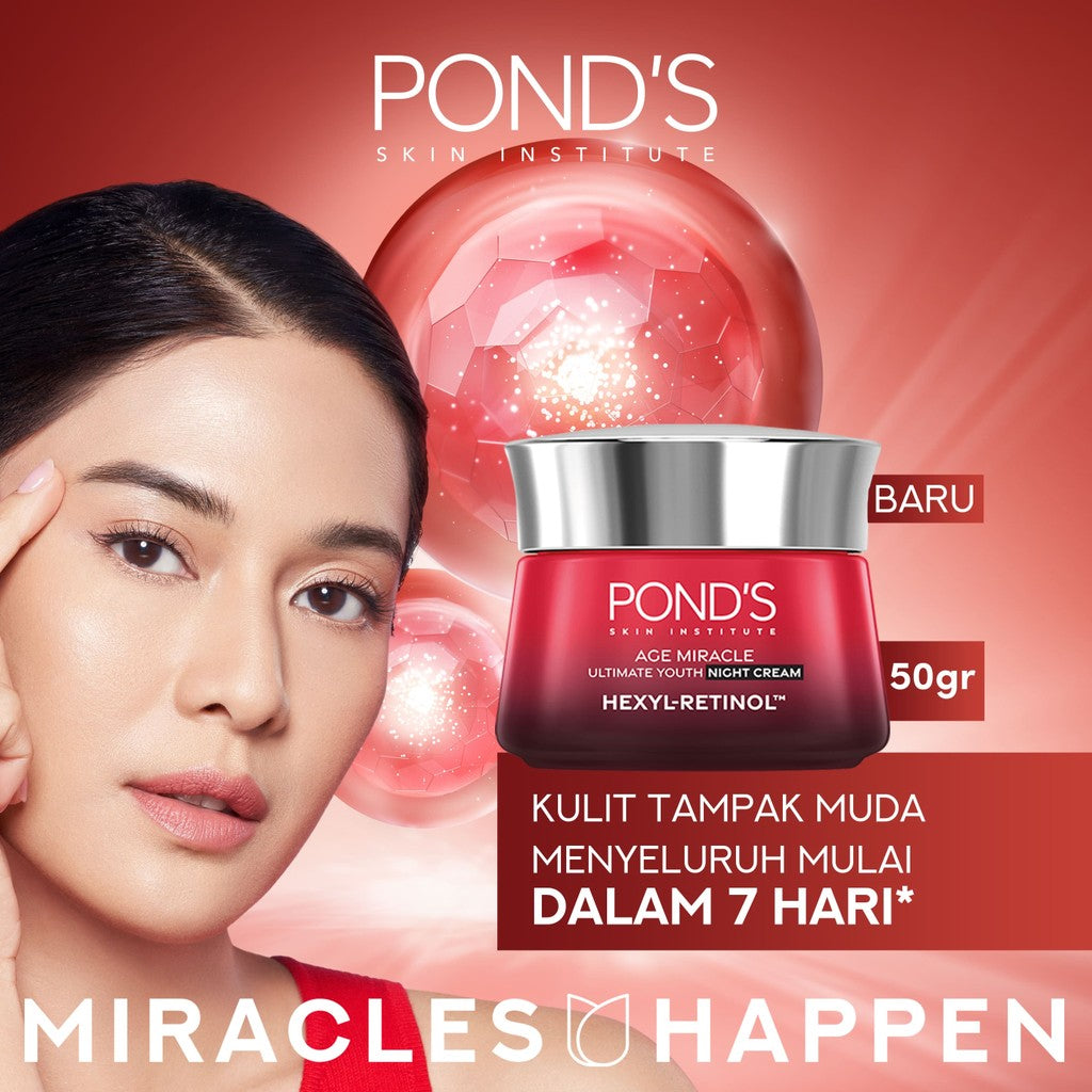 [Day & Night Protection] POND'S Age Miracle Night Cream 50gr & UV Miracle Hydrate SPF 50 25gr