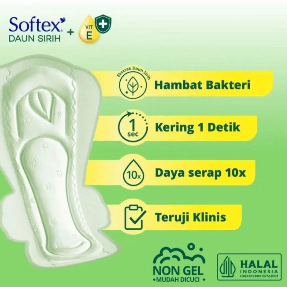 Softex Daun Sirih Pembalut Wanita Wing Malam 29 cm 16 pcs