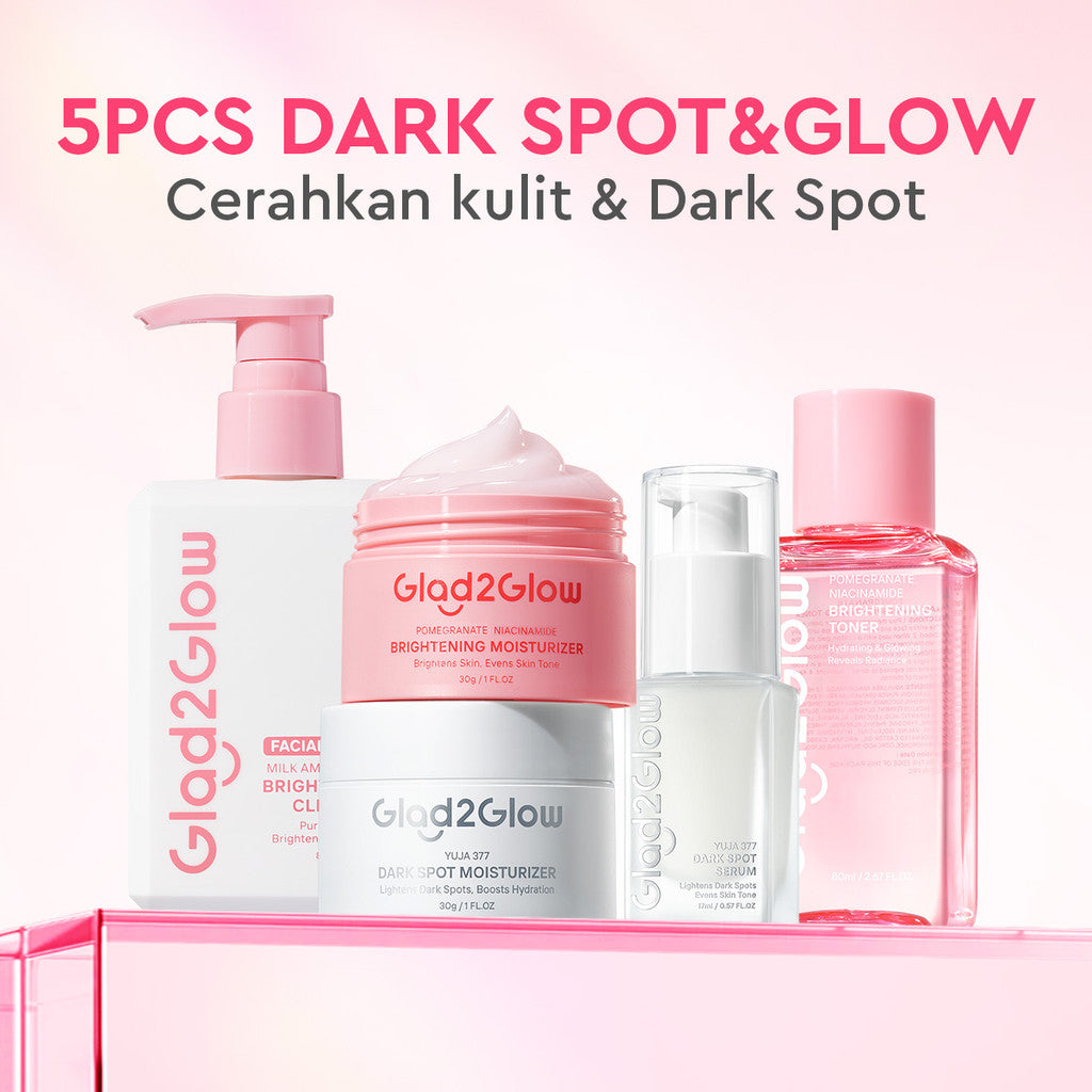 [ORDER NOW, HEMAT 30K]Glad2Glow Symwhite377 Dark Spot Bundle 7PCS-Yuja Skincare Cerah Brightening Moisturizer+Dark Spot Serum+Cleanser+Retinol Moisturizer+ Retinol Serum+Toner+Clay Stick Meringankan flek hitam mencerahkan warna kulit g2glow official store