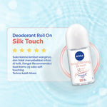(PAKET HEMAT ISI 3) NIVEA Deodorant Roll On Brightening Silk Touch 50ml - Deodoran wanita mencerahkan brightening menutrisi kulit ketiak halus lembut dan cerah dengan wangi segar seharian - Vitamin C, Kaolin, 0% alkohol cocok untuk semua jenis kulit
