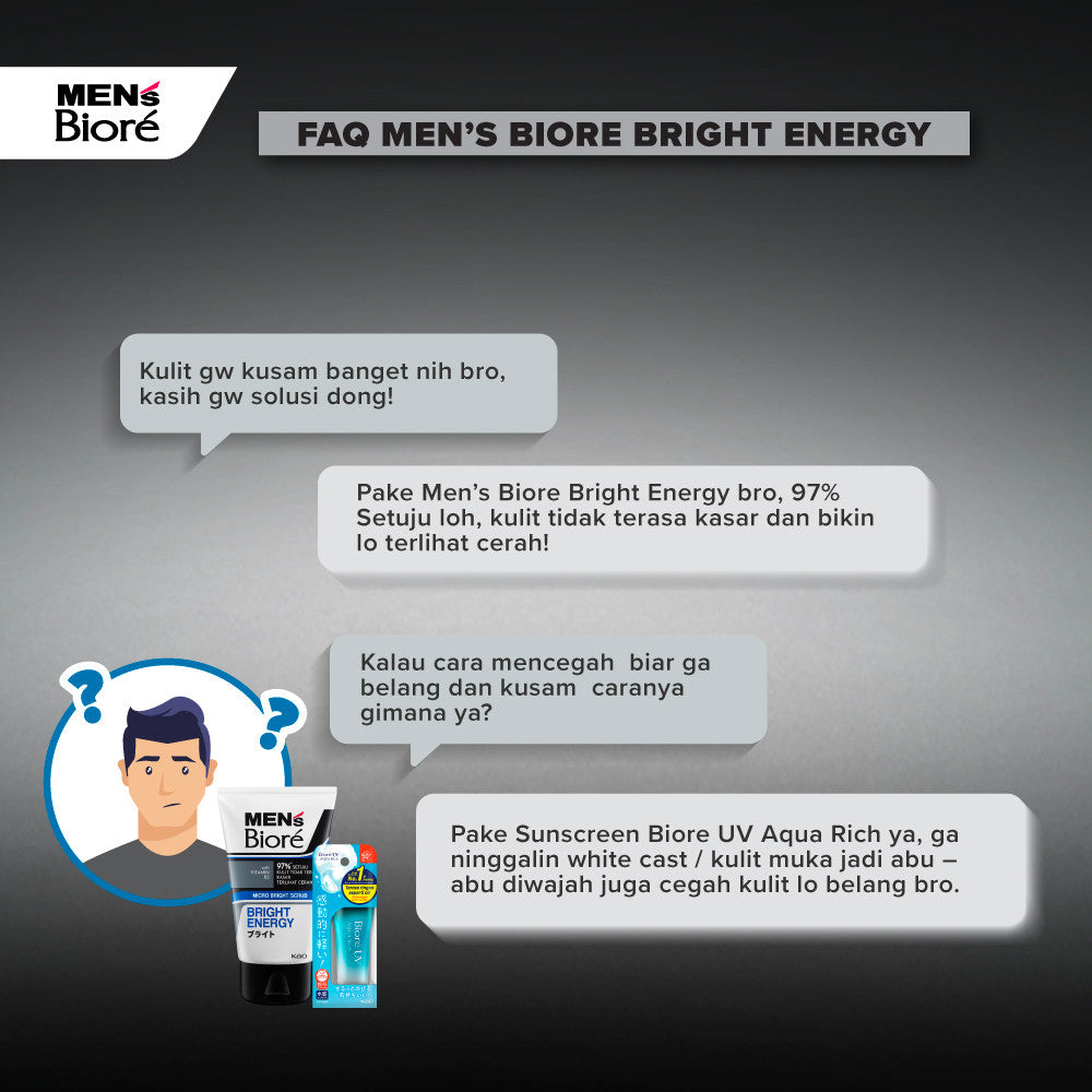 [Double Protection Kit] Men's Biore Sabun Wajah Pria White Energy 100 gr + Biore UV 15gr