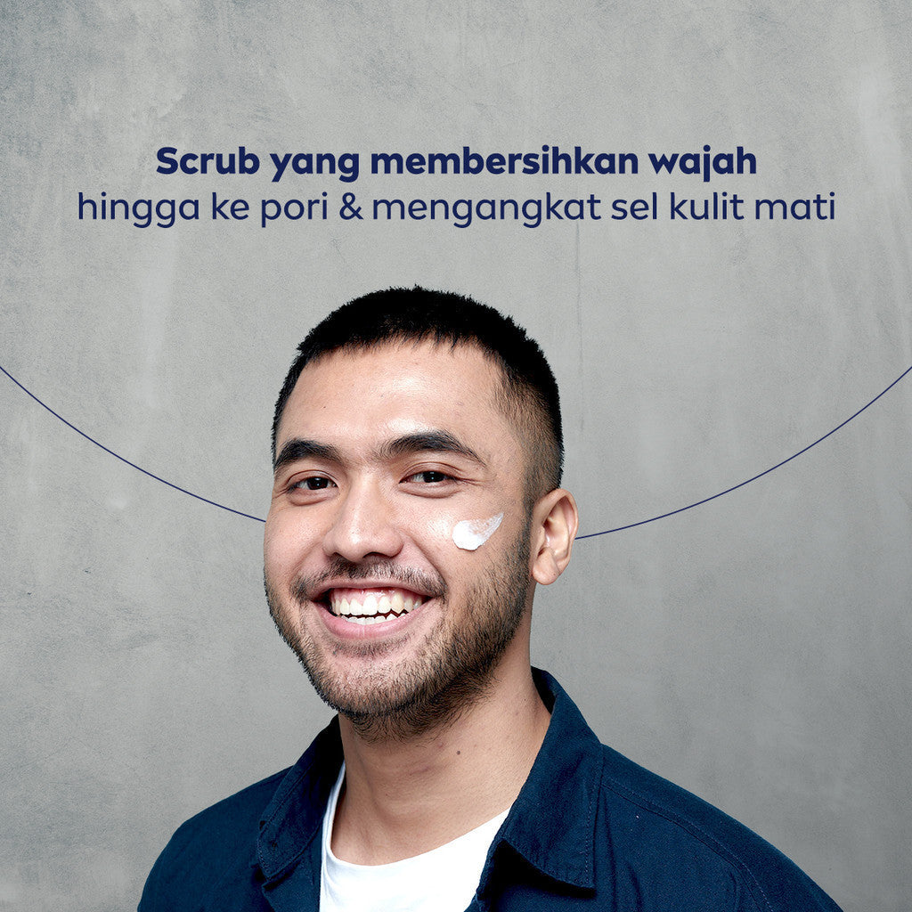 (PAKET HEMAT ISI 3) NIVEA MEN Facial Foam Deep Acne Oil Clear Face Scrub 100ml - Sabun cuci muka pria wajah membersihkan bakteri penyebab jerawat komedo kontrol kulit berminyak mengecilkan pori dan angkat sel kulit mati - Himalayan Salt, Salicylic Acid