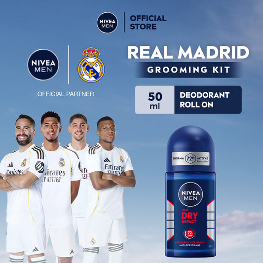 NIVEA MEN Deodorant Roll On Dry Impact 50ml - Deodoran pria anti bakteri antiperspirant anti noda baju wangi segar ketiak kering tahan lama seharian tahan keringat anti bau - Antiperspiran, tidak mengandung ethyl alkohol