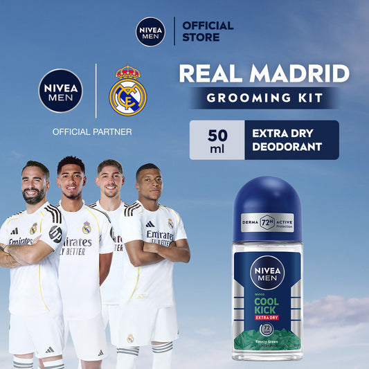 NIVEA MEN Deodorant Roll On Cool Kick Freezy Green 50ml - Deodoran pria perlindungan ekstra kering dari keringat bau badan dengan sensasi dingin menthol wangi maskulin - Antiperspiran, tidak mengandung ethyl alkohol cocok untuk semua jenis kulit