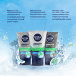 (PAKET HEMAT ISI 3) NIVEA MEN Facial Foam Bright Oil Clear Pore Minimizing Foam 100ml - Sabun cuci muka pria mencerahkan minyak berlebih berminyak kulit kusam pembersih wajah cerah mengecilkan pori komedo polusi debu kotoran - Vitamin C, Mint Crystal
