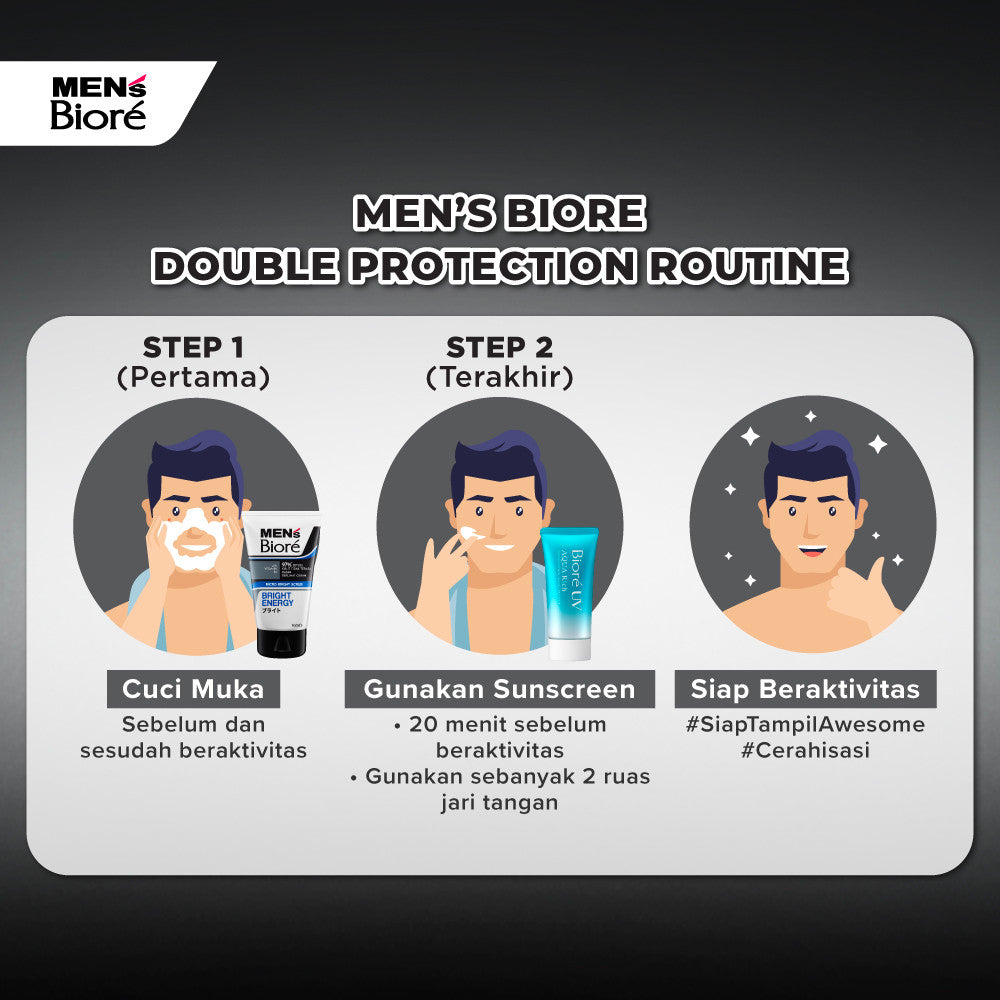 [Double Protection Kit] Men's Biore Sabun Wajah Pria White Energy 100 gr + Biore UV 15gr