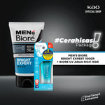 [Double Protection Kit] Men's Biore Micro Scrub Sabun Muka Pria Bright Expert 100 gr + UV Aqua Rich Sunscreen Watery Essence 15 gr
