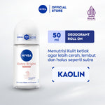 NIVEA Deodorant Roll On Brightening Silk Touch 50ml - Deodoran wanita mencerahkan brightening menutrisi kulit ketiak halus lembut dan cerah dengan wangi segar tahan lama seharian - Vitamin C, Kaolin, 0% alkohol cocok untuk semua jenis kulit