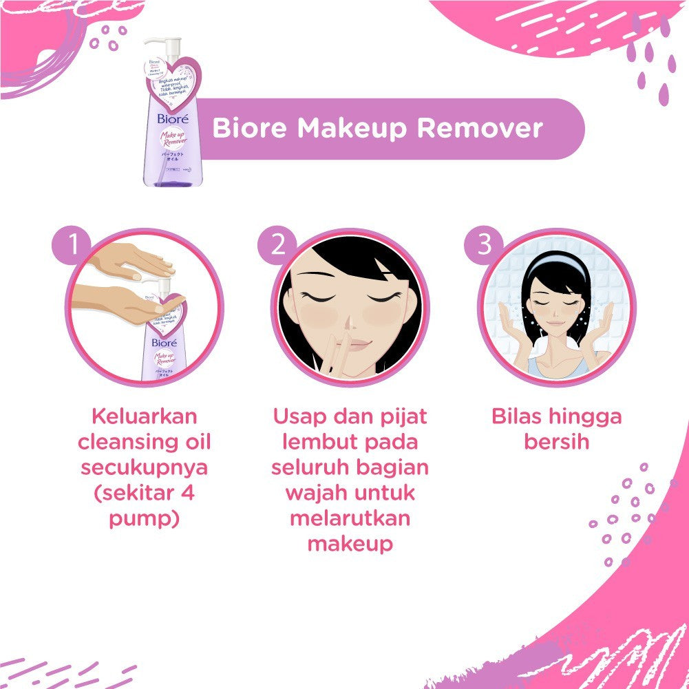 Biore Make Up Remover Cleansing Oil Untuk Make Up Waterproof Non Comedogenic 150 ml