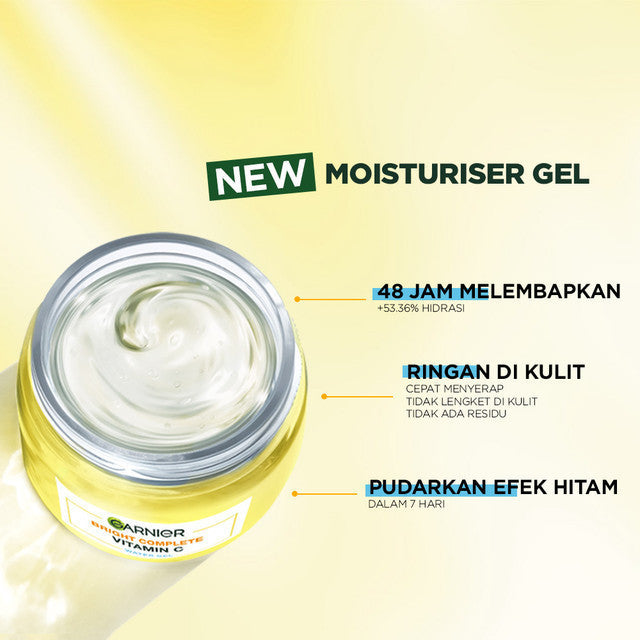 Paket Skincare Garnier Bright Complete Dark Spot & Protection Set (Micellar Vitamin C 125ml, Gel Moisturizer 50ml, UV Invisibile Serum Sunscreen 30ml) - Untuk mencerahkan kulit kusam, mengurangi flek hitam dan melindungi kulit dari munculnya sunspots