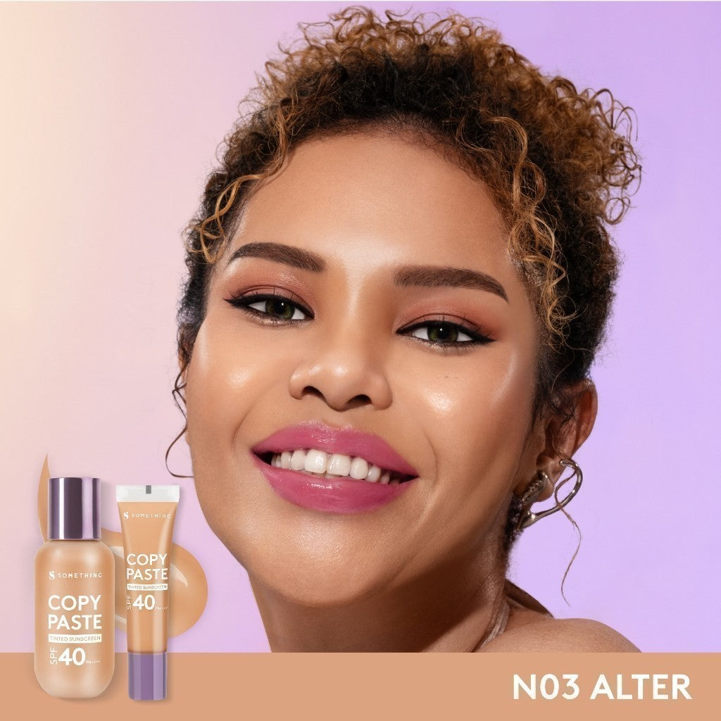 SOMETHINC [3 PCS] Favourite Must Have Makeup (Copy Paste Tinted Sunscreen SPF 40 PA++++ Skin Tint,  Hooman Under Control HD Blur Loose Powder, HANGOVER Voluminous Fiber Lash Smudgeproof Mascara)