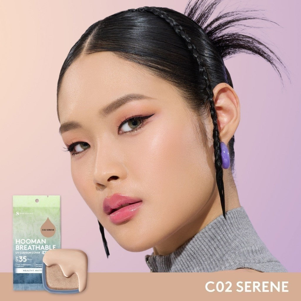 SOMETHINC HOOMAN Breathable Cushion Cover SPF 35 PA++++ - Cushion Dengan Skin Matte Finish Anti Greasy, Anti Cakey, Dan Anti Cracking | Mampu Menyamarkan Pori, Meratakan Warna Kulit, Ringan Digunakan Di Wajah, Memproteksi Kulit Dari Sinar Matahari