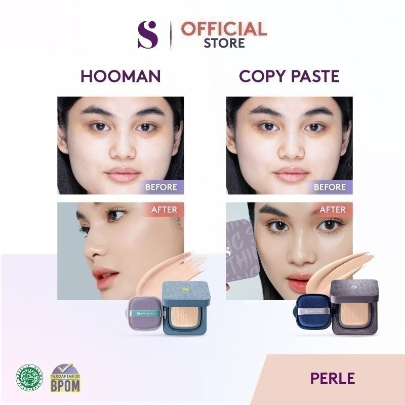 SOMETHINC [2 PCS] Forever Stay x Cushion (FOREVER STAY Waterproof Liquid Eyeliner x HOOMAN Breathable Cushion Cover SPF 35 PA++++ x COPY PASTE Breathable Mesh Cushion SPF 33 PA++) |Cushion Dengan Skin Matte Finish Anti Greasy | Cushion Dengan Healthy Glow