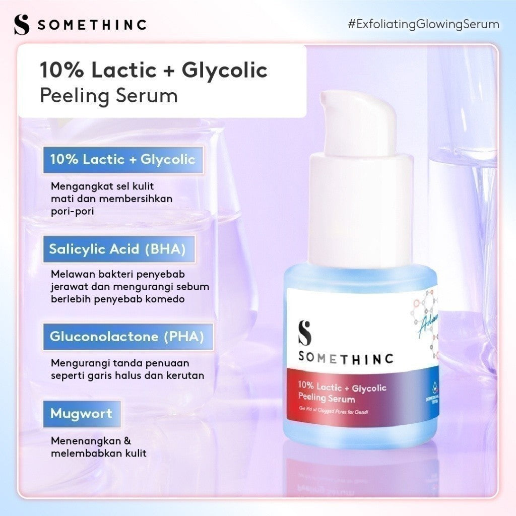 [BUNDLE HEMAT] SOMETHINC [2 PCS] Calm Down Moisturizer Refill x Serum (Calm Down! Skinpair R-Cover Cream Moisturizer, Diamond Serum, 10% Lactic + Glycolic Peeling Serum, Diamond Serum) Pelembap Muka untuk Kulit Sensitif, Kemerahan - free jade roller