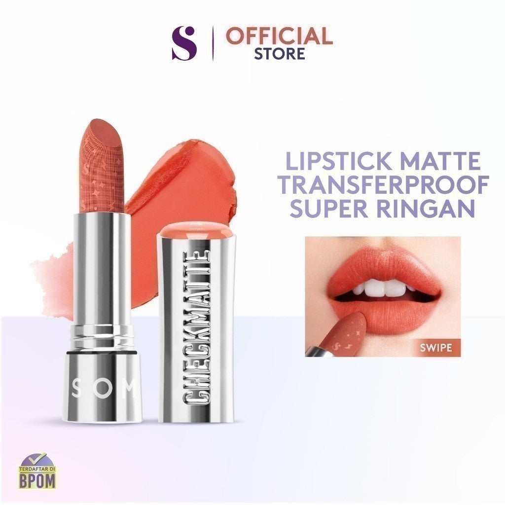 SOMETHINC [2 PCS] Clean Girl Makeup Starter Kit - Hooman Loose Powder, Checkmatte Transferproof Lipstick