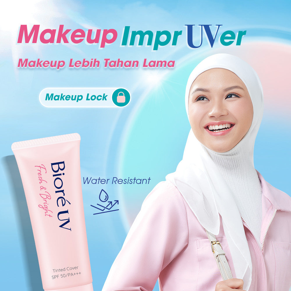 Biore UV Fresh & Bright Skincare Sunscreen 30GR Tinted Cover 30GR SPF 50 PA+++ Twinpack